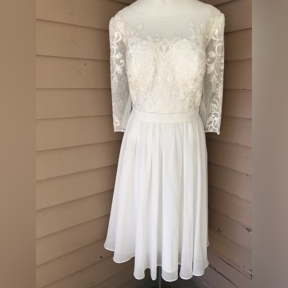 NWT. JJ’S House formal white dress, size: 16 / Length 412 “ long. Ivory - Picture 4 of 16